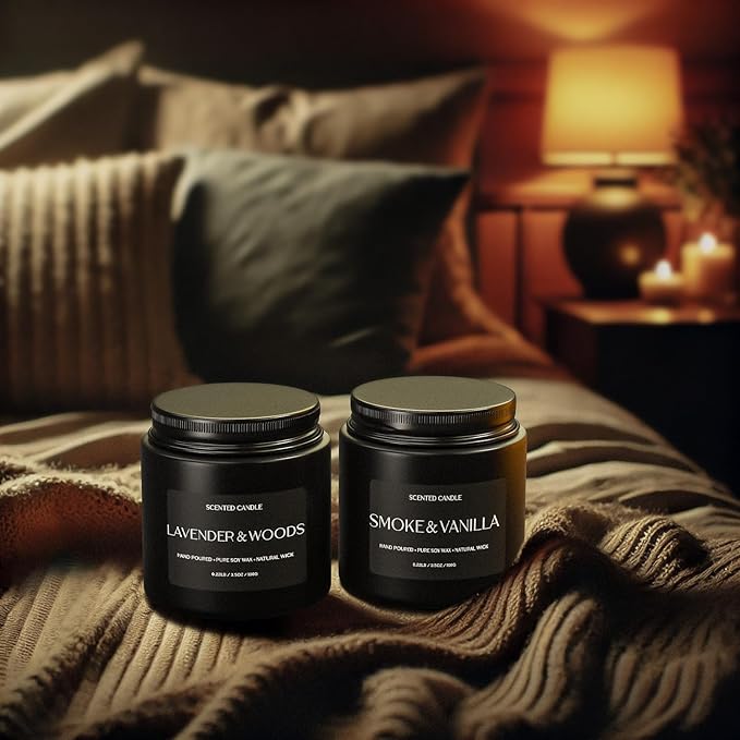 Scented Candles for Men, Soy Candles for Home Scented, Candle Gifts for Men, 2 Pack Aromatherapy Candle Gift Set for Relaxing, Stress Relief & Home Decor - Bloomnest