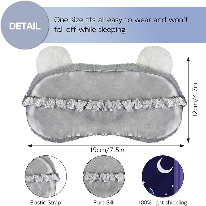 Cute Sleep Masks Cartoon Animal Koala Eye Masks Soft Plush Sleeping Mask Travel Blindfold Eye Shade for Kids Girls & Adults (Koala) - Bloomnest