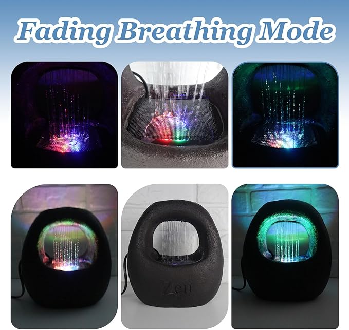 Zen Waterfall Fountain Indoor – Small Indoor Water Fountains with Relaxing Waterfall Feature, Decorative Water Fall Fountain for Home & Office - Bloomnest