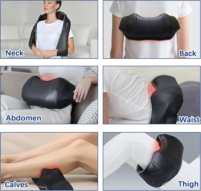 Joyset Neck Massager for Pain Relief Deep Tissue with Heat,Shiatsu Neck and Back Massager 4D Deep Kneading Massage for Shoulder,Gifts for Women Men Mom Dad Friend - Bloomnest