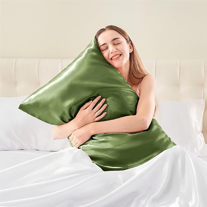 BEDELITE Satin Body Pillow Cover, Super Soft and Cooling Body Pillow Pillowcase for Hair and Skin, Breathable Silky Full Long Pillowcase Cover(20"x54", Cedar Green) - Bloomnest