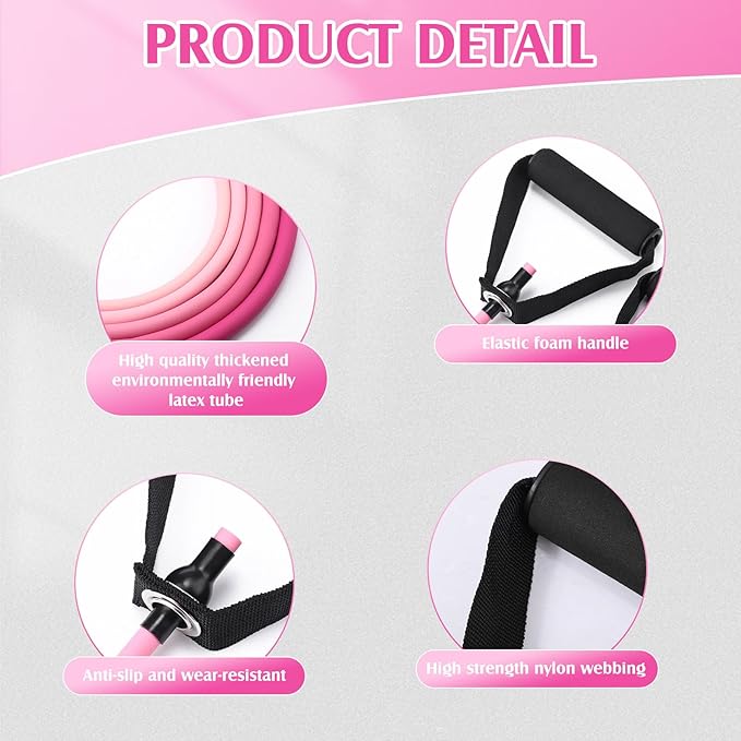 Shappy 10 Pcs Resistance Bands with Handles Exercise Stretch Bands for Exercise Woman Man Training Physical Therapy Workouts Fitness - Bloomnest