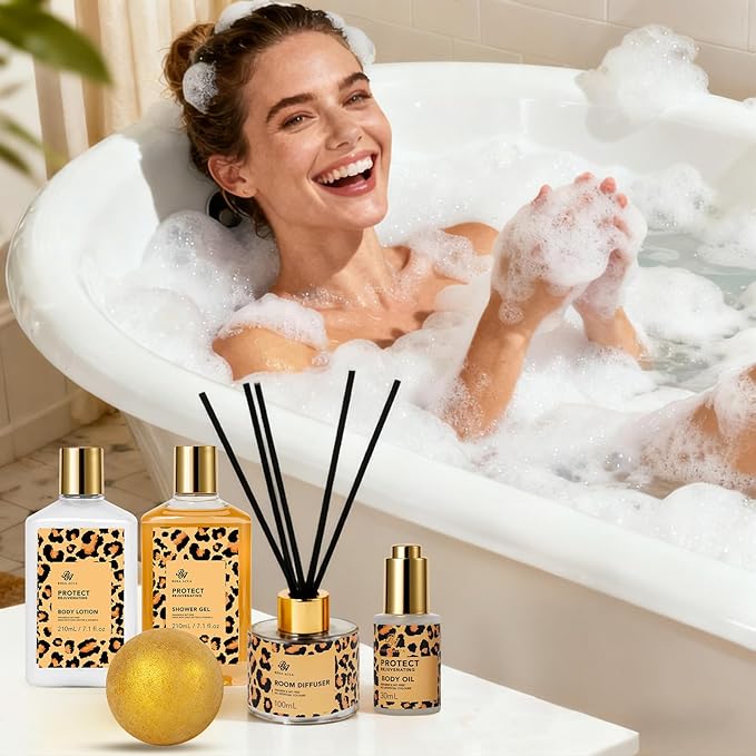 35 Pcs Valentines Day Gifts for Women, Honey & Almond Bath & Body Gift Basket, Face Skin Care Kit, Home Spa Gift Set, Self-Care Kit, Necklace, Birthday, Christmas, Mother Day, Anniversary