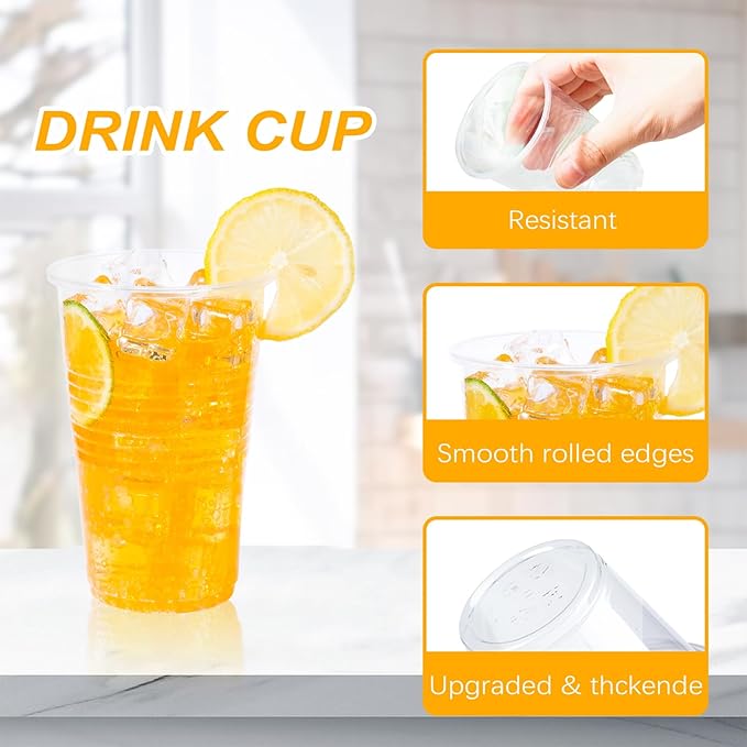 16 oz Clear Plastic Cups, 200 Count Disposable, Cocktail Party, PP Clear for Party, Hot/Cold Beverages, Soda, and Wedding(16oz 200count) - Bloomnest
