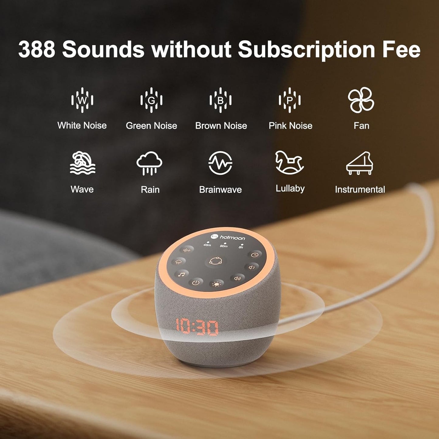 Hotmoon Cocoon Pro 2 Sound Machine 388 Soothing Sounds White Noise Machine for Babies & Adults, Smart Night Light, Sleeping Timer App Control, Brown Noise Pink Noise Block Out Office Yoga, Plug-in