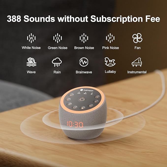 Hotmoon Cocoon Pro 2 Sound Machine 388 Soothing Sounds White Noise Machine for Babies & Adults, Smart Night Light, Sleeping Timer App Control, Brown Noise Pink Noise Block Out Office Yoga, Plug-in - Bloomnest