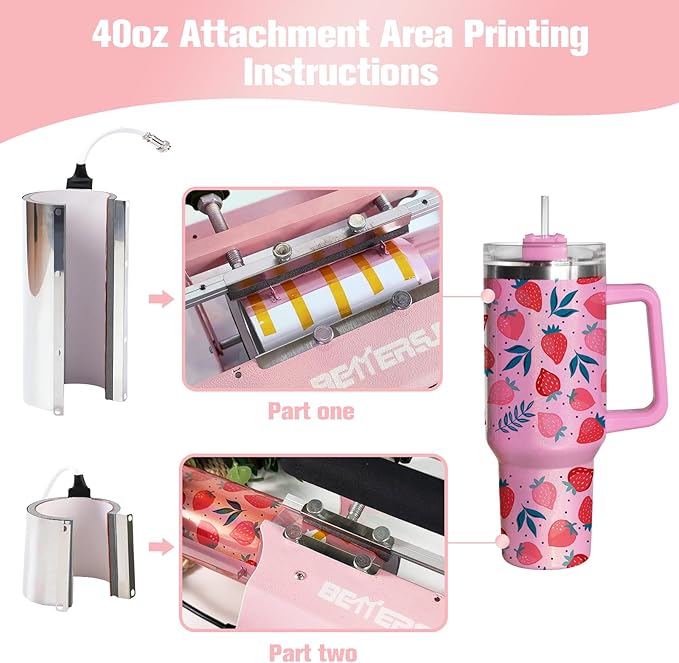 BetterSub 3in1 40 OZ Tumbler Mug Heat Press Machine 30 OZ 20 OZ 16 OZ Sublimation Straight Skinny Tumbler Mug,11 OZ 15 OZ 16 OZ Sublimation Mug Heat Transfer Pink - Bloomnest