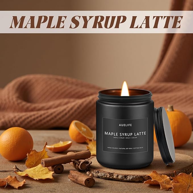Fall Candle-Maple Syrup Latte Scented Candles for Home Decor, 7 oz Natural Soy Wax, Sweet & Cozy Autumn Candle, Aromatherapy Candles Gift for Coffee Lovers & Thanksgiving - Bloomnest