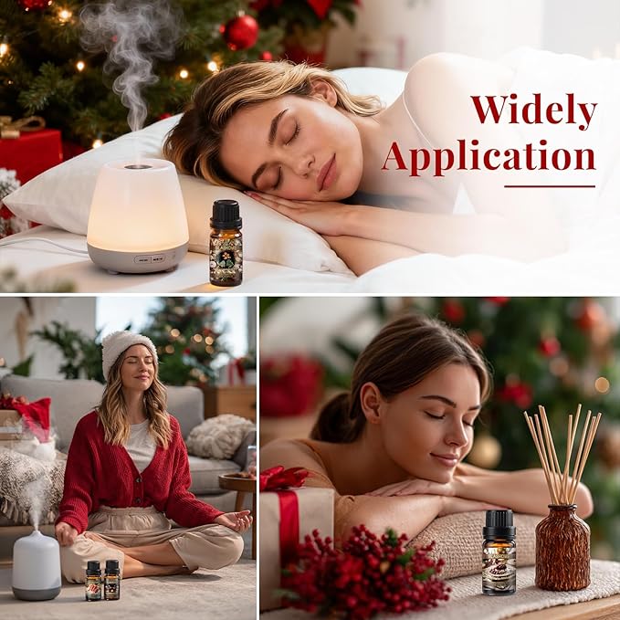 Christmas Essential Oils Gift Set, 8 Pcs Winter Essential Oils for Diffusers for Home, Candle and Soap Making, Aromatherapy Oils for Diffuser, Humidifiers, Skin Care, Massage, Gift for Women & Men - Bloomnest