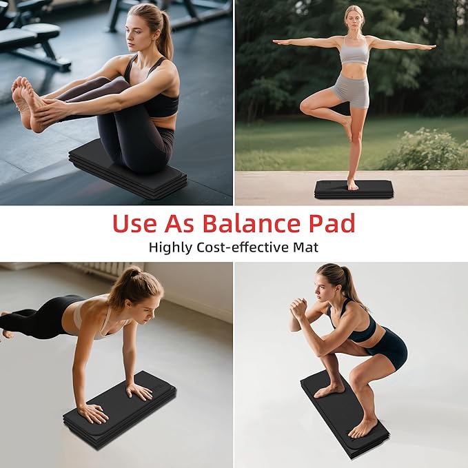 1/2 Inch Extra Thick Yoga Mat Pilates Equipment, 69"x24" Odorless Workout Mats for Home Gym, Non-slip Exercise Mats for Women Men Home Workout, Foldable Yoga Mats for Travel Camping Sleeping