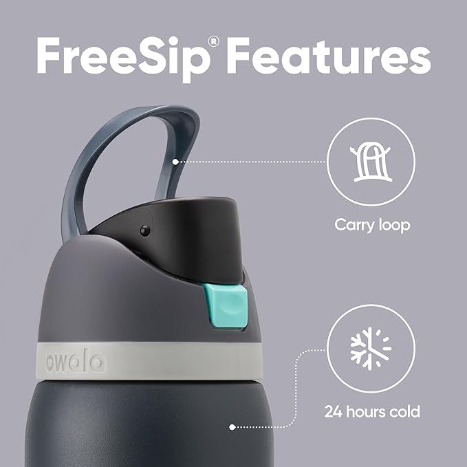 Owala FreeSip Insulated Stainless Steel Water Bottle with Straw for Sports, Travel, and School BPA-Free Sports Water Bottle, 32 oz, Foggy Tide Owala