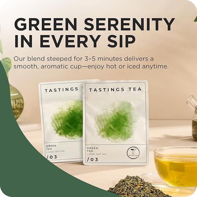Tastings Tea Green Tea - 2.75 oz Loose Leaf | Enhanced Focus & Mental Clarity | Practice Mindfulness - Bloomnest