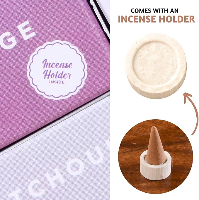 Folkulture Incense Cones Scented | Set of 6 Fragrances (120 Cones) with Incense Cones Holder for Relaxation | Rosemary Jasmine, Patchouli Incense, Lavender Incense Variety Pack | Inscents-Cones