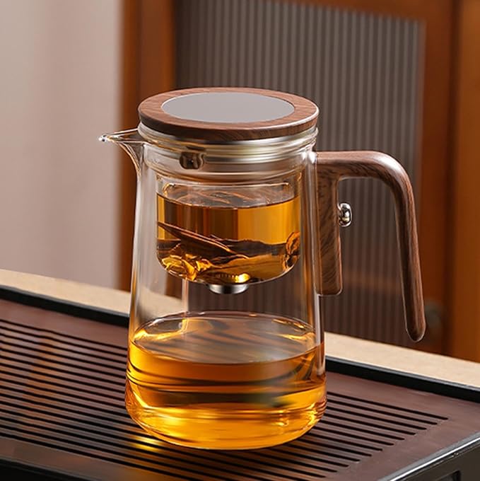 One-Touch La Magic Pot Tea with Infuser, 27oz/800ml Premium Loose Leaf Tea Maker, Elegant Magic Tea Pot Glass Gift Set, Heat-Resistant Borosilicate Glass, Easy to Clean - Bloomnest