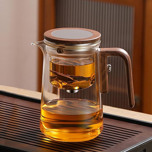 One-Touch La Magic Pot Tea with Infuser, 27oz/800ml Premium Loose Leaf Tea Maker, Elegant Magic Tea Pot Glass Gift Set, Heat-Resistant Borosilicate Glass, Easy to Clean