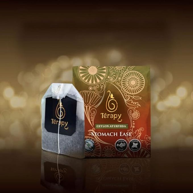 Térapy Ceylon Stomach Ease Herbal Tea Bags | Soothes Stomach & Supports Healthy Digestion | All Natural Ayurvedic Ingredients Including Peppermint, Ginger, Licorice | 18 Individually Wrapped Tea Bags - Bloomnest