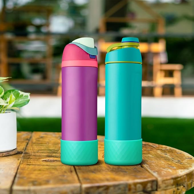 2PCS Silicone Water Bottle Boot for Owala 24oz 32oz 40oz, Anti-Slip Protective Sleeve Bottom Bumper Protector for FreeSip, Twist, and Flip Stainless Steel Water Bottles Alwenid