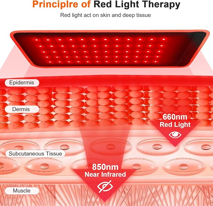 Rechargeable Red Light Therapy for Body, Therapy for Back Belt Knee, 660nm 850nm, Portable Infrared Heating Pads for Dogs, 4 Therapy Light Modes, Wireless Infrared Red Light for Pain NIR MOSLIGHTING
