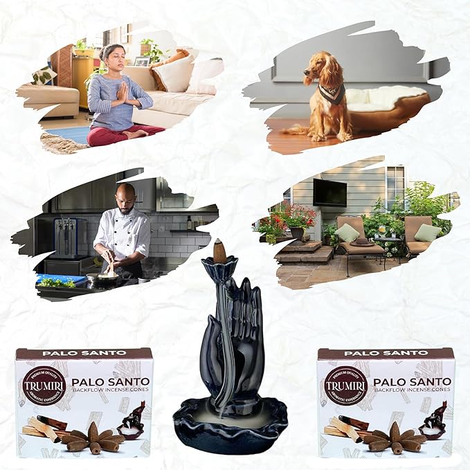 Palo Santo Backflow Incense Cones - 60 Cones, Six Packs of 10, Waterfall Effect TRUMIRI