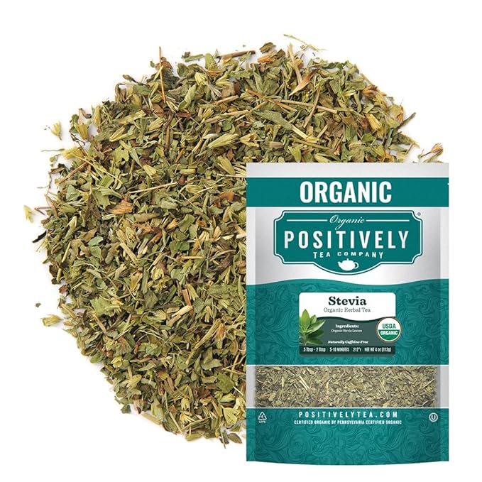 Organic Positively Tea Company, Stevia Leaf, Herbal Tea, Loose Leaf, 4 Ounce - Bloomnest
