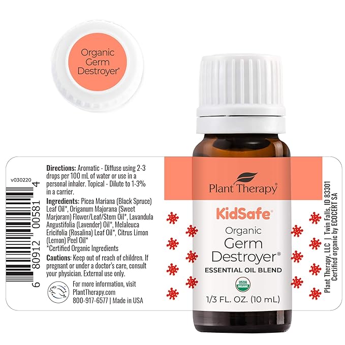 Plant Therapy KidSafe Organic Destroyer Essential Oil Blend 10 mL (1/3 oz) 100% Pure, Undiluted, Therapeutic Grade PlantTherapy