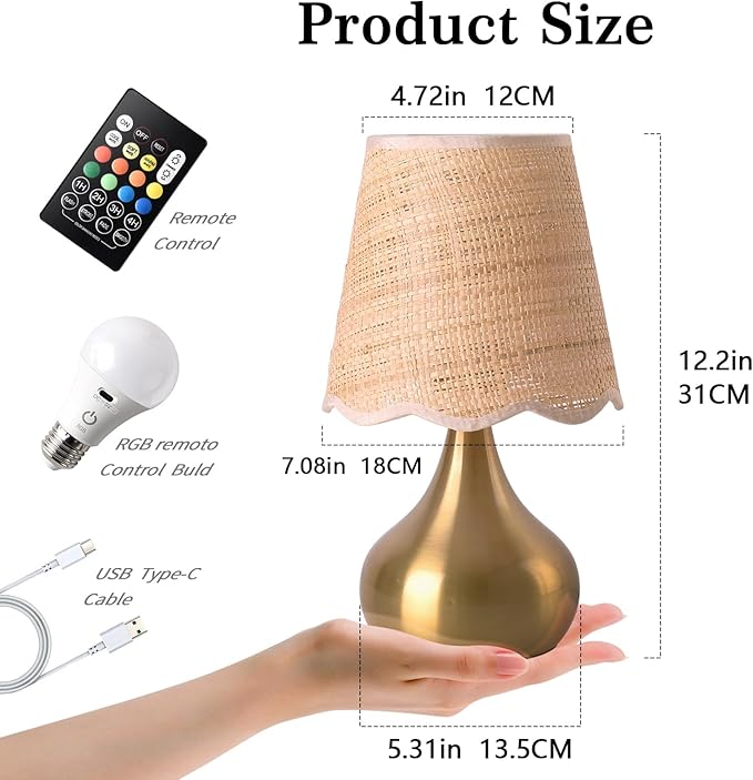 Cordless Table Lamp Rechargeable, Good Mini Table Lamp for Nightstand, Battery Operated Small Table Lamp for Small Spaces for Kitchen Counter, Bookshelf, Bedside, Bedroom, Living Room - Bloomnest