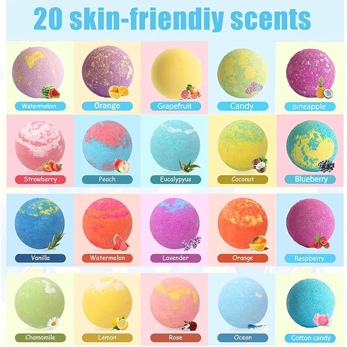Bath Bombs for Kids with Surprise Inside for Girls Boys Toddlers, 20 Pack Organic Kids Bath Bombs with Surprise Inside, Kids Safe Handmade Bubble Bath Fizzies, Ideal Birthday Christmas Gift Set - Bloomnest