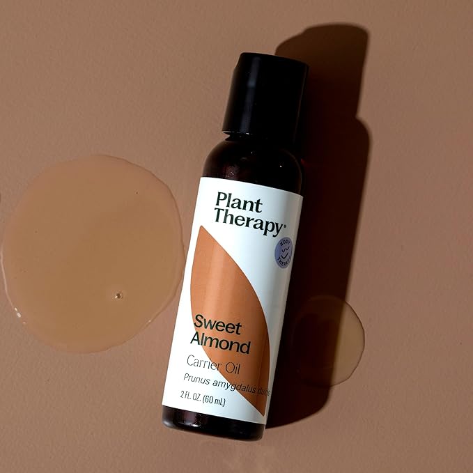 Plant Therapy Sweet Almond Oil - for Hair, Skin, Face, Body & Baby - Aromatherapy Carrier, Natural Moisturizer & Massage 100% Pure, Cold Pressed California Almonds, Made in USA, 2 oz - Bloomnest