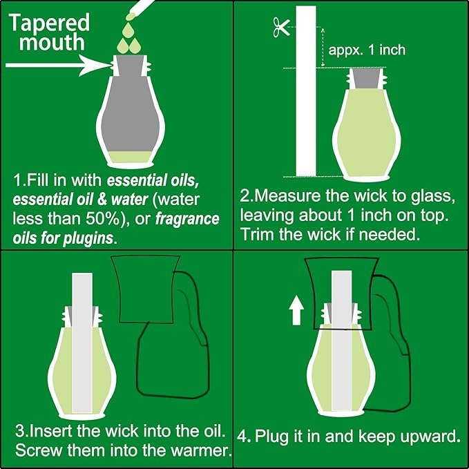 Blank Plug in Air Freshener,2-Set Wall Plug Oil Diffuser for DIY Characteristic Home Scent from Natural Essential Oil, EO+Water, Fragrance Refill (2 Polarized Plug+2 Glass+2 Wick) Earffloz