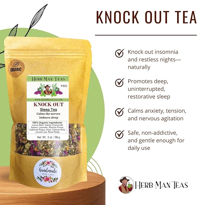 SLEEPING TEA - Knock-out blend with Valerian Root plus California Poppy and Hops for deep relaxation by master herbalist Khabir - Organic, non GMO, No additives - Bloomnest