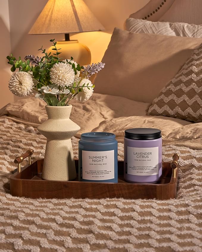 M&SENSE Summer's Night Soy Candle, Large 2 Wick, 19.4oz Up to 110 Hours Burn Time, Natural Scented for Home, Manly Candle in Glass Jar for Bedroom - Bloomnest
