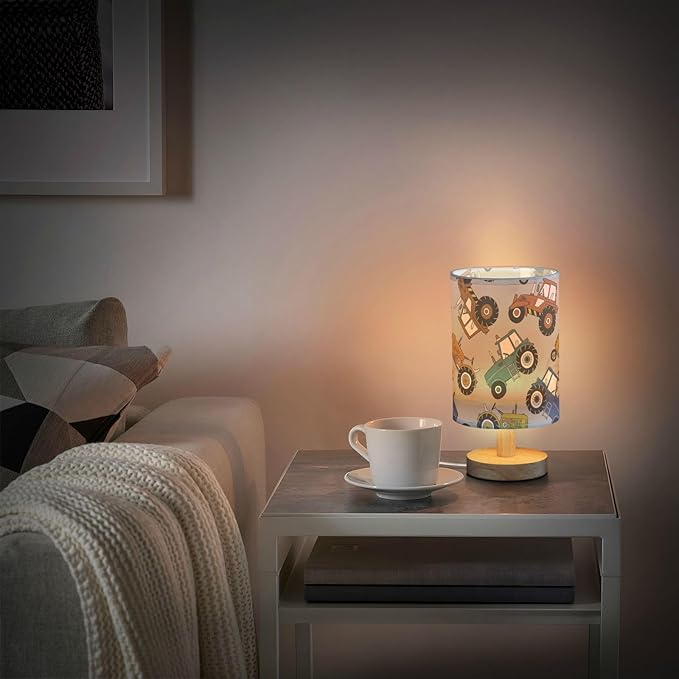 Yuiboo Desk Lamp Bedroom Table Lamps with Shade Colorful Tractors Light Grey Lamps for Girls Farmhouse Bedroom lamparas de - Bloomnest