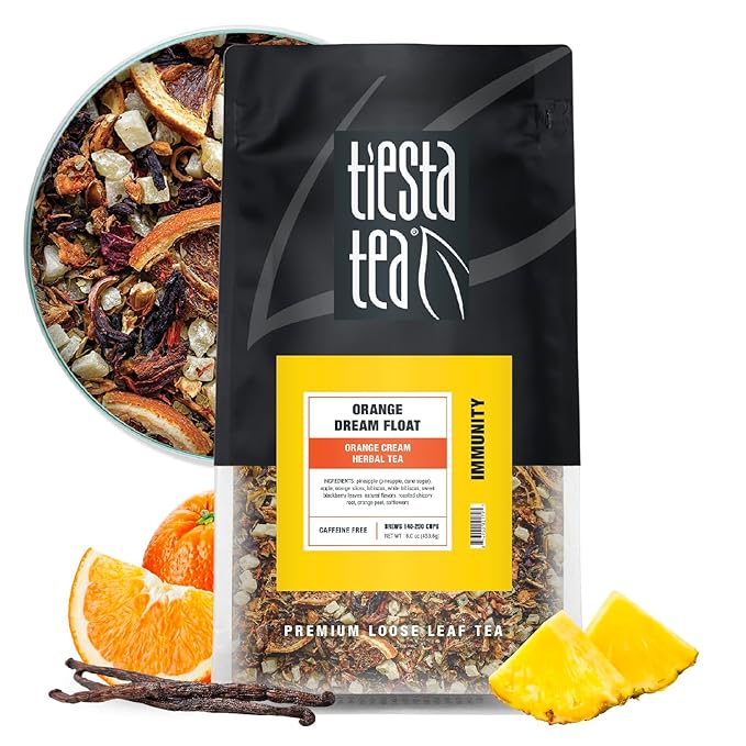 Tiesta Tea - Orange Dream Float Tea, Loose Leaf, Orange Cream Herbal Tea, Premium Caffeine-Free Tea Blend, Make Hot or Iced & Up to 200 Cups, 16 oz Resealable Bulk Pouch - Bloomnest