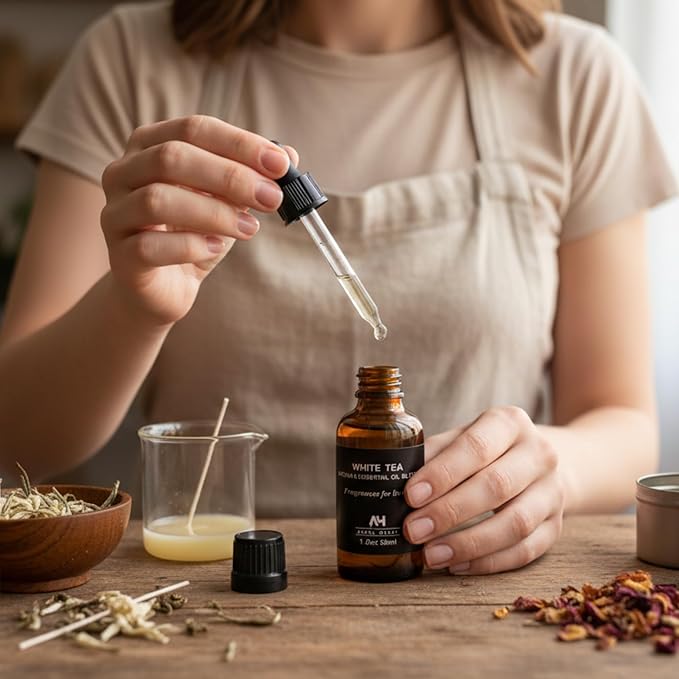 White Tea Essential Oil 20ml – Luxury Hotel Essential Oils for Diffusers and Home - Pet Friendly Non Toxic Essential Oils - Premium Home Fragrance - Baccarat Rouge 540 Scent Glass Bottle with Dropper