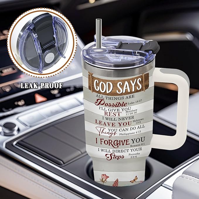 DUUV Christian Gifts for Christmas Thanksgiving, Christian Tumbler 40 Oz Stainless Steel Insulated Mug, Inspirational Religious Gifts for Women Men, Spiritual Encouragement Gift for Faith Lovers, 1PCS - Bloomnest
