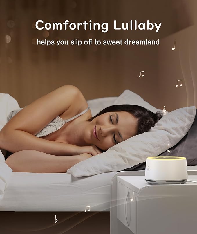 Dreamegg D1 Sound Machine Baby - White Noise Machine for Baby with Night Light, 24 High Fidelity Sounds, Timer & Memory Feature, Noise Machine with Nursery Lamps for Adults, Home, Office (White) - Bloomnest