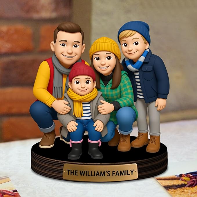 Custom Photo Cartoon Style Desk Decor Photo Frame Sign Plaque, Personalzied Cartoon Portrait Picture Frame for Couple Wedding Family Anniversary Birthday Gifts - Bloomnest