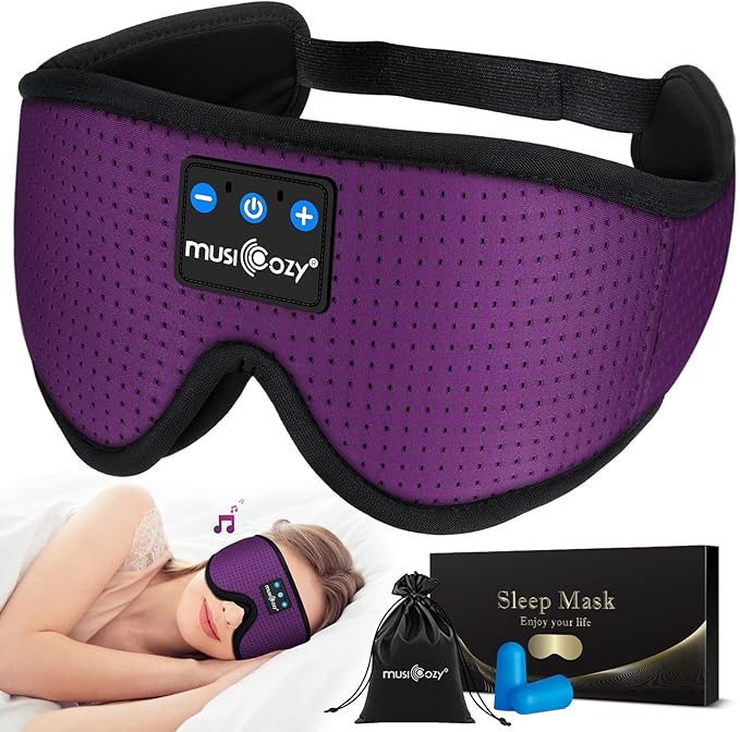 MUSICOZY 3D Bluetooth 5.4 Sleep Headphones, Breathable Wireless Music Eye Mask, Sleeping Headphones with Headband for Side Sleepers, Women, Men, Air Travel, Unique Tech Gifts - Bloomnest