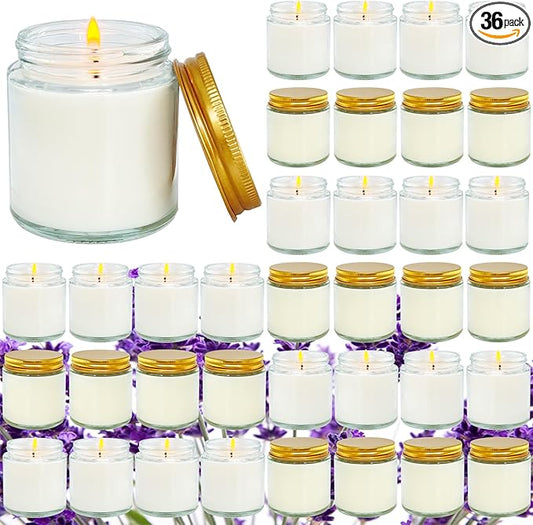 36 Pcs 4 Oz Mini White Soy Candles,Lavender Scented Candles Set,Bulk Aromatherapy Candle,Great Stress Relieving Scented Candle for Girls as a Gift for Birthdays, Weddings and More! - Bloomnest