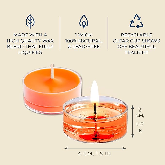 PartyLite Set of 12 Tea Lights Candles, Shredded Coconut & Papaya Scent, Aromatherapy Scented Candles Gift Set, Up to 4 to 6 Hours Burn Time - Bloomnest