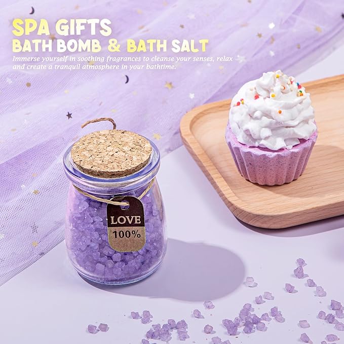 Birthday Gifts for Women, 13PCS Unique Happy Birthday Gifts Basket for Mom Her Best Friend Sister Wife Girlfriend Coworker Bestie, Luxury Self Care Box Relaxing Spa Gifts Set (Lavender) - Bloomnest