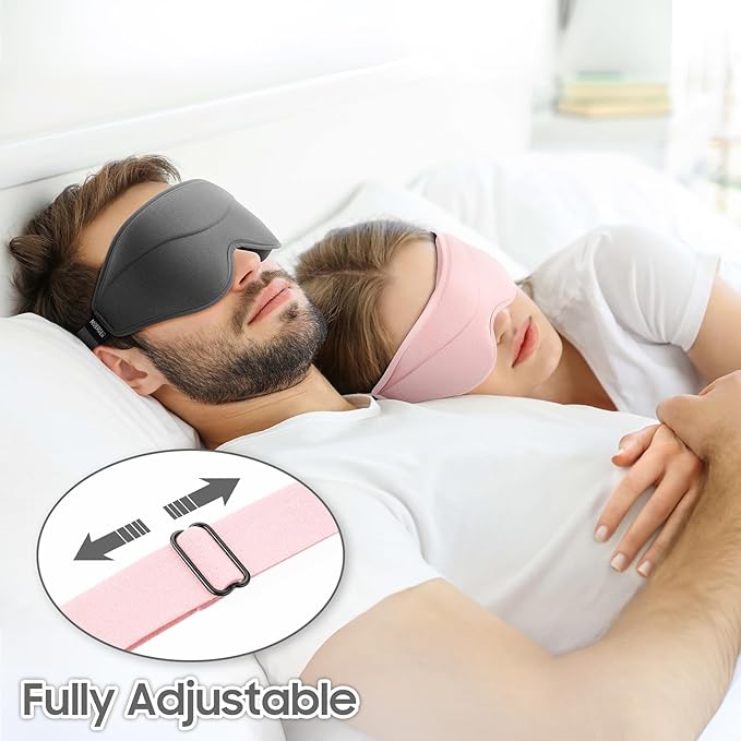 Sleep Mask - Total Blackout 3D Sleeping Mask, Super Lightweight & Silky Soft Eye Mask for Sleeping, Fully Adjustable Fit for Home, Office, Traveling, Meditation, Yoga, Pink - Bloomnest
