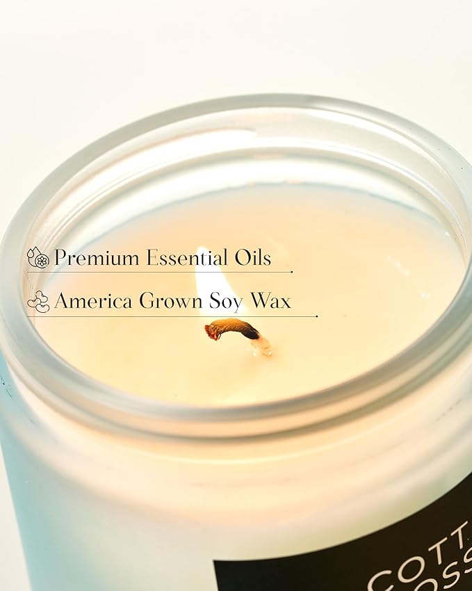 M&SENSE Clean Cotton Scented Candle - 7.05oz Natural Soy Wax Clean Cotton Blossom Scent Non Toxic Candle, 50-Hour Slow Burning 2-Wick Aromatherapy Home Fragrance Gifts for Home Decor - Bloomnest