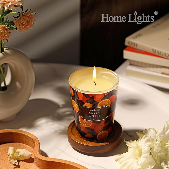 HomeLights 1-Wick Candles for Home Scented - 6.7oz Soy Wax Blend Candle Long-Lasting Fragrance, Eclectic Mixed Styles Home Decor and Housewarming Gifts, Amalfi Citrus - Bloomnest