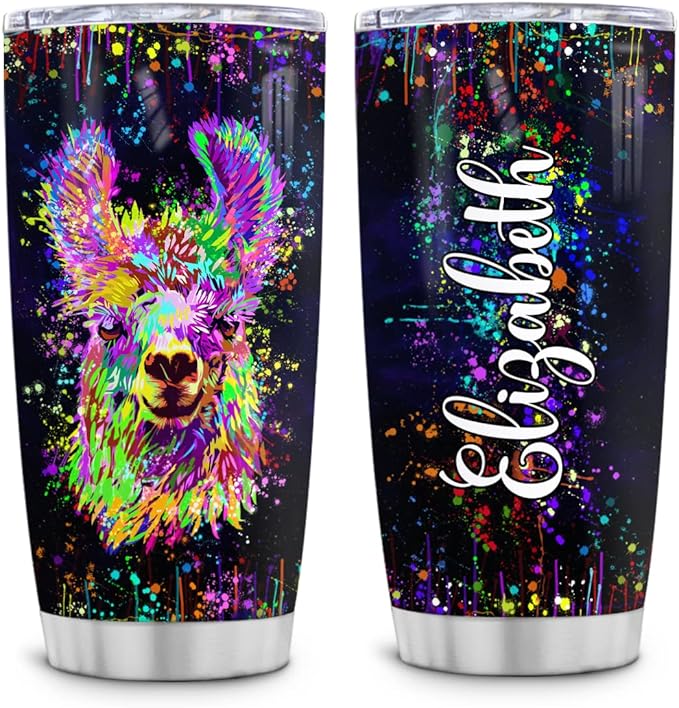 Wassmin Llama Cup Tumbler Personalized Tumblers 20o 30oz With Custom Name Watercolor Llamas Gifts For Women Girls Tumblers Stainless Steel Coffee Travel Mug Birthday Christmas Stuff Gifts - Bloomnest