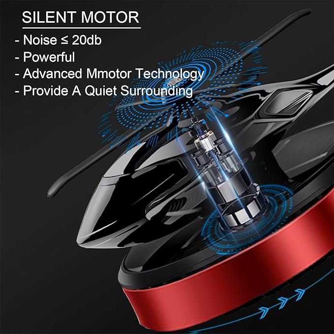Al Alloy Solar Powered Rotating Helicopter Shape Car air purifier, Home and Car Interior Decoration Accessories (Red) - Bloomnest