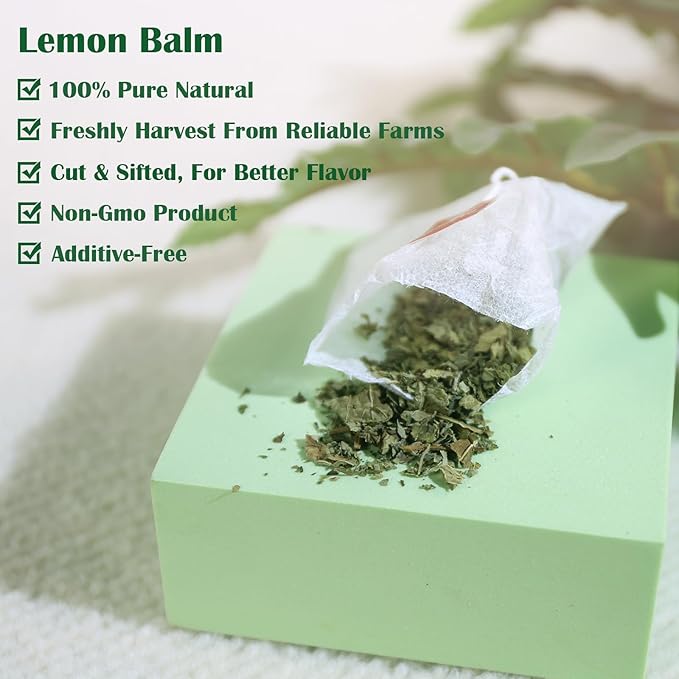 TEARELAE - Lemon Balm Tea Bag - 1.5g X 50 Count - Pure Natural Dried Lemon Balm Herb - Premium Lemon Balm Leaf for Calming and Digestion Support - Caffeine-free - Non-GMO - Bloomnest