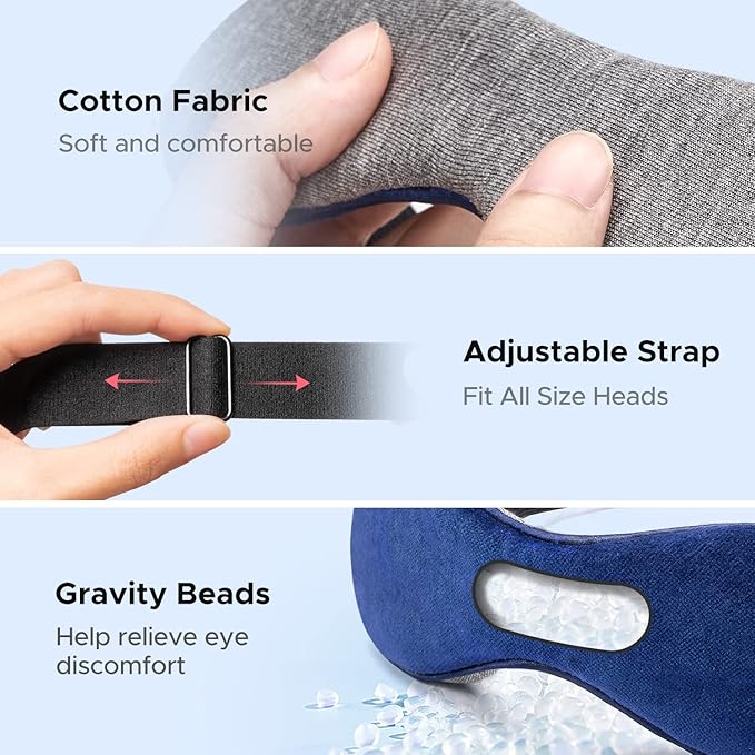 Ezona Heated Eye Mask, Warm Eye Compress Mask for Dry Eyes, USB Electric Eye Heating Pad with Temperature & Timer Control, Dry Eye Mask for Blepharitis, Sinus Migraine (Indigo) - Bloomnest