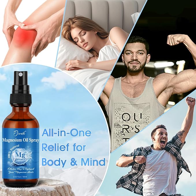 Magnesium Oil Spray for Feet, Body & Sleep, 100% Pure & Natural Organic Topical Magnesium Chloride Oil Spray for Caring Body, Easy to Carry and Use, Rapidly Absorbed - Bloomnest
