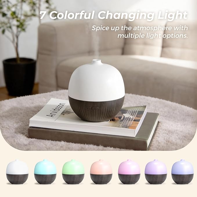 ARVIDSSON Essential Oil Diffuser, 100ml Aromatherapy Diffuser with Mood Light, Ultrasonic Oil Diffusers for Home, Small Diffuser for Essential Oils, Gift for Women - Dark Wood - Bloomnest